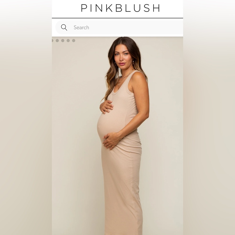 PinkBlush Women's Tan Maternity Dress Size Large